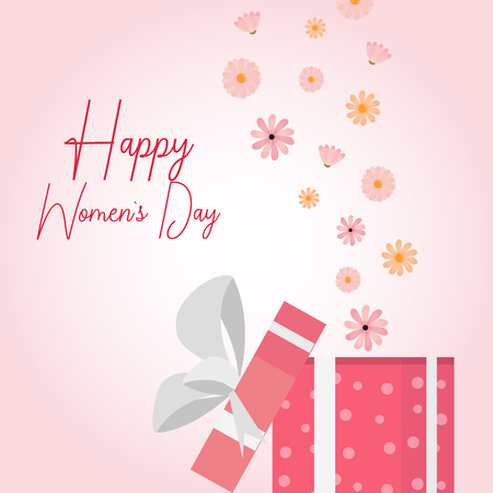 Happy women day pink card gift open with boxes vector illustration graphic designのイラスト素材