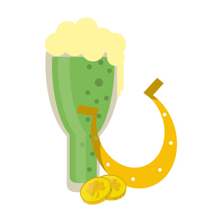 Saint patricks day beer and horseshoe cartoons vector illustration graphic designのイラスト素材