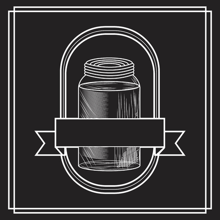 Fruit smoothie drink emblem white drawing on black background vector illustration graphic designのイラスト素材