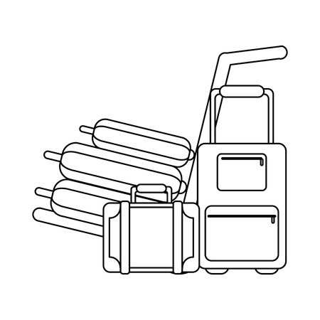 Vacation and travel luggage on handtruck vector illustration graphic designのイラスト素材
