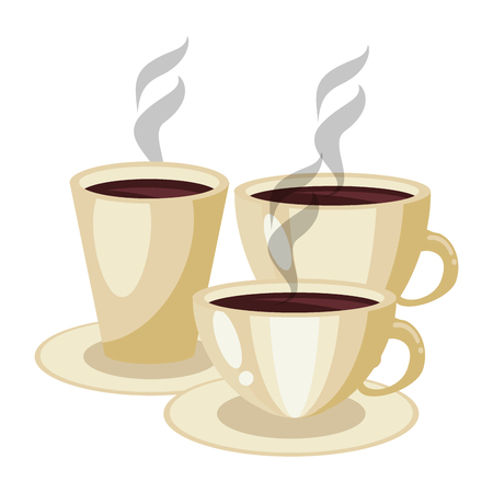 Hot coffee cups on dishes vector illustration graphic designのイラスト素材