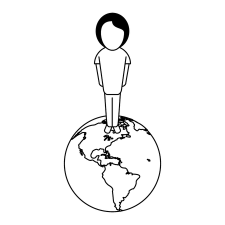 man avatar on world symbol vector illustration graphic designのイラスト素材