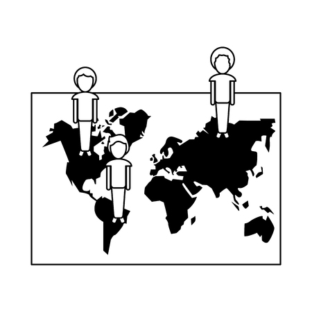 people on world map social network vector illustration graphic designのイラスト素材