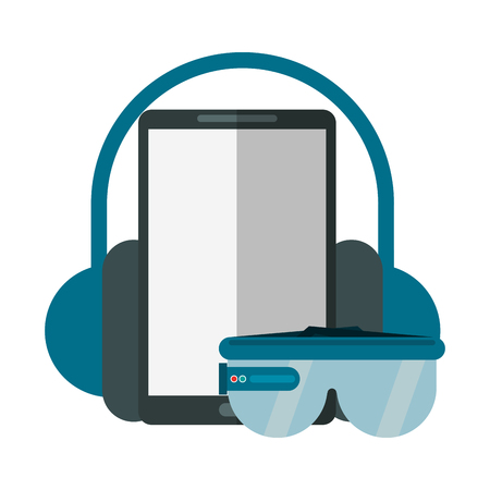 Smartphone with smart glasses and headphones vector illustration graphic designのイラスト素材
