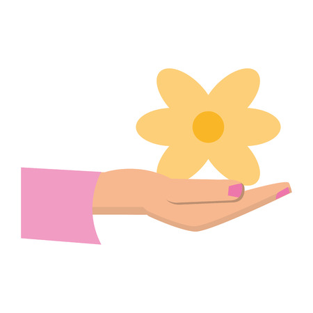 hand holding flower cartoon vector illustration graphic designのイラスト素材