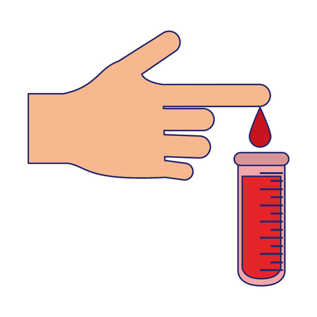 hand dropping blood on test tube vector illustration graphic designのイラスト素材