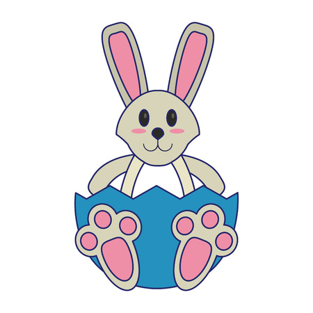 Easter egg broken with rabbit cartoon vector illustration graphic designのイラスト素材