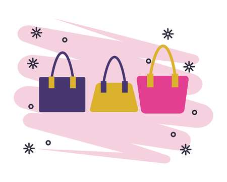 Fashion women bags isolated splash background with stars splash background with stars vector illustration graphic designのイラスト素材