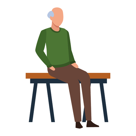 faceless grandfather bench outdoors vector illustration graphic designのイラスト素材
