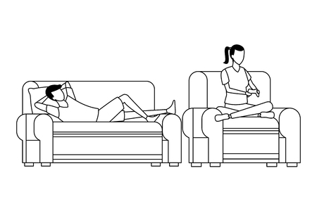 faceless couple playing videogames and relax vector illustration graphic designのイラスト素材