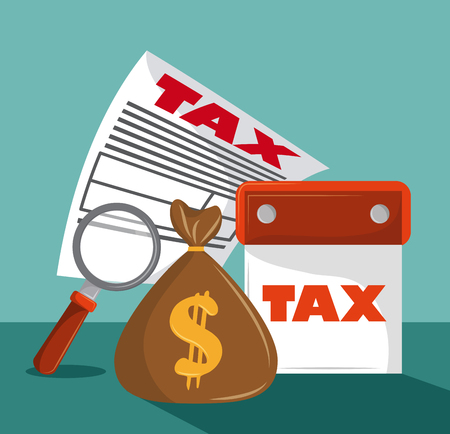 Tax pay office documents cartoons vector illustration graphic designのイラスト素材