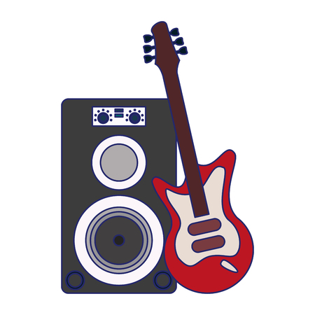 Music speaker and electric guitar elements vector illustration graphic designのイラスト素材