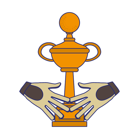 Sport trophy cup and golf gloves cartoon vector illustration graphic designのイラスト素材