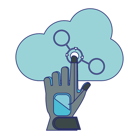 Virtual reality technology hand and cloud computing vector illustration graphic designのイラスト素材