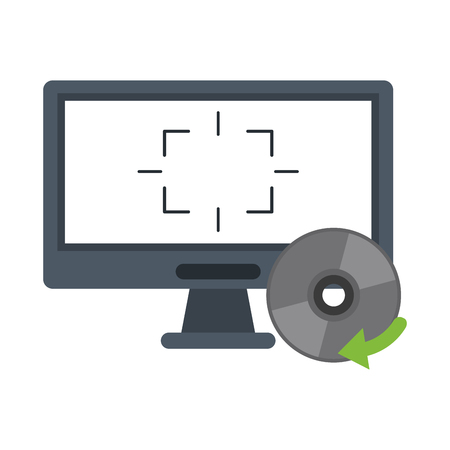 Virtual reality technology software cd rom and computer screen vector illustration graphic designのイラスト素材