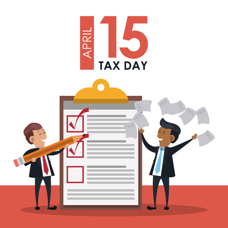 Tax day office symbols and business people cartoons vector illustration graphic designのイラスト素材