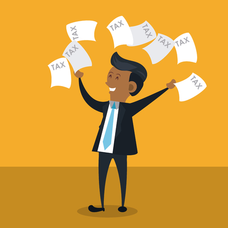 businessman launching taxes documents vector illustration graphic designのイラスト素材
