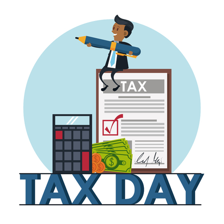 Tax day office symbols and business people cartoons vector illustration graphic designのイラスト素材
