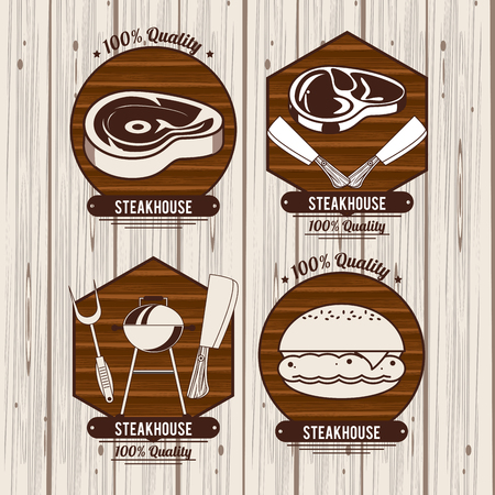 Steakhouse bbq emblems collection vector illustration graphic designのイラスト素材