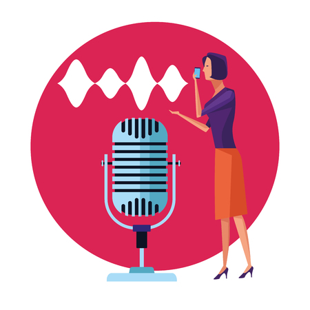 People using voice recognition digital technology vector illustration graphic designのイラスト素材