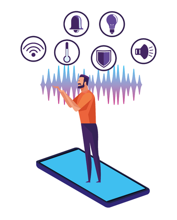 People using voice recognition digital technology vector illustration graphic designのイラスト素材