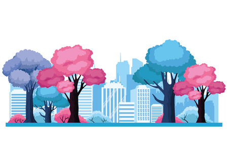 Urban cityscape scenery from park vector illustration graphic designのイラスト素材