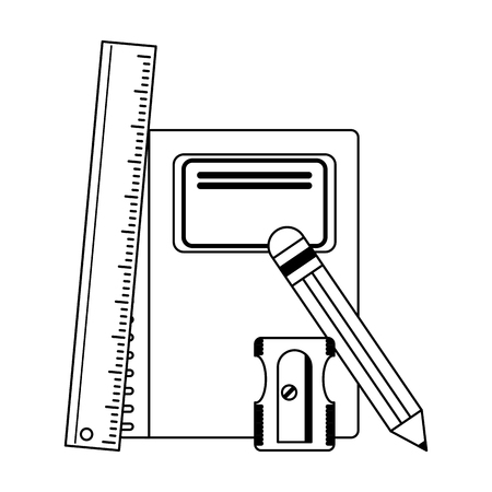 School utensils and supplies ruler and sharpener with book Designeのイラスト素材