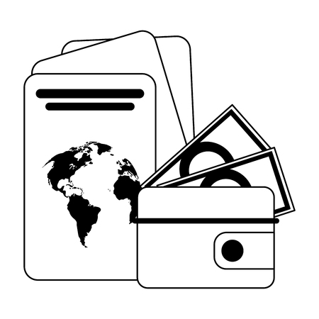 Travel and summer vacations passport with tickets and wallet vector illustration graphic designのイラスト素材