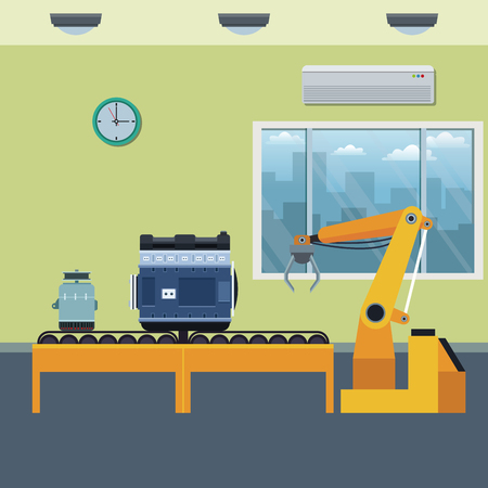 car service manufacturing machines cartoon vector illustration graphic designのイラスト素材