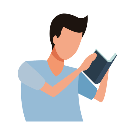 faceless man reading book vector icon illustration graphic designのイラスト素材