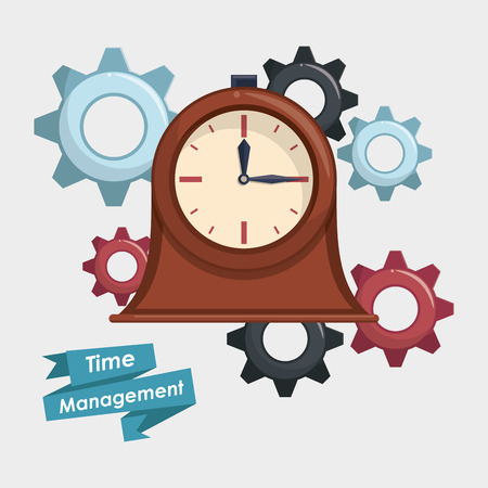 Time management concept and symbols with ribbon banner vector illustration graphic designのイラスト素材