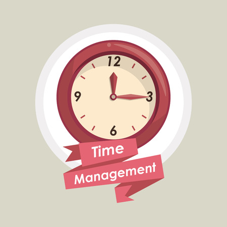 Time management concept and symbols with ribbon banner vector illustration graphic designのイラスト素材