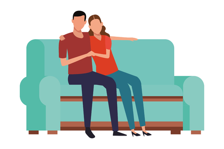 couple relationship sofa vector icon illustration graphic designのイラスト素材