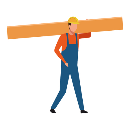Construction working holding wooden plank vector illustration graphic designのイラスト素材