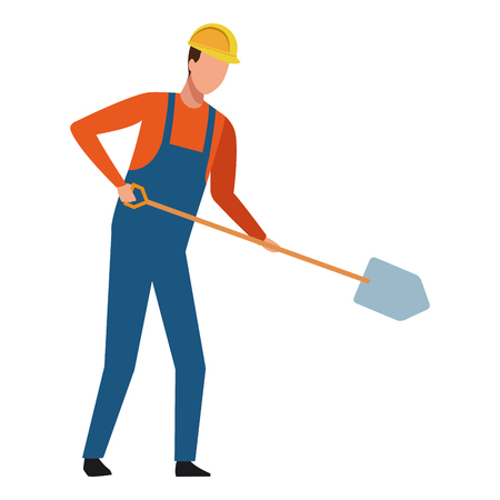 Construction worker with shovel vector illustration graphic designのイラスト素材