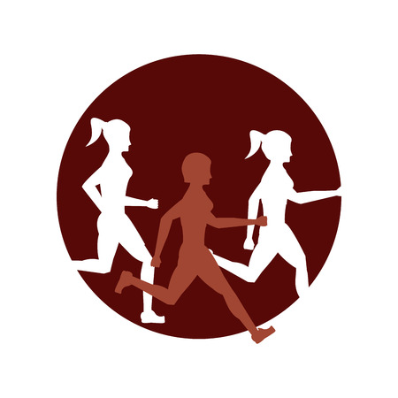Fitness women running silhouette round icon vector illustration graphic designのイラスト素材
