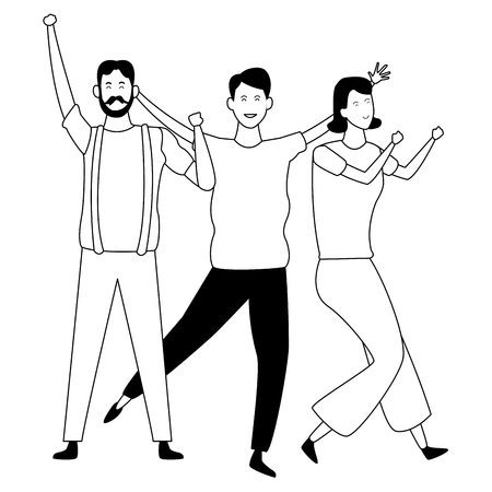 Happy people dancing and having fun vector illustration graphic designのイラスト素材