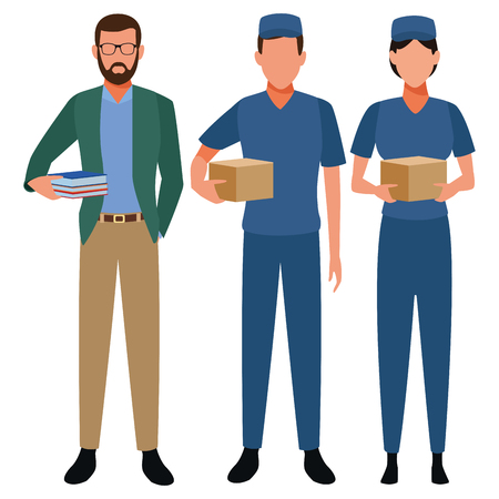 Jobs and professions professionals workers isolated vector illustration graphic designのイラスト素材