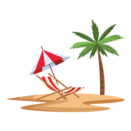 summer vacation beach chair cartoon vector illustration graphic designのイラスト素材
