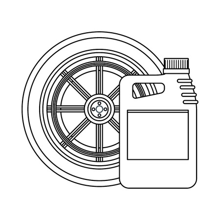 car service parts wheel and oil cartoon vector illustration graphic designのイラスト素材