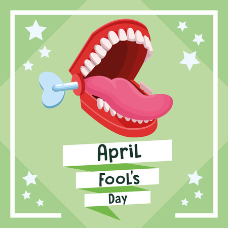 April fools day card with joke cartoo and stars vector illustration graphic designのイラスト素材