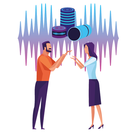 People using voice recognition digital technology vector illustration graphic designのイラスト素材