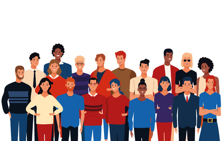 young people over white background cartoon vector illustration graphic designのイラスト素材