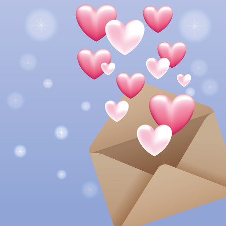 Love letter with hearts on blue background vector illustration graphic designのイラスト素材