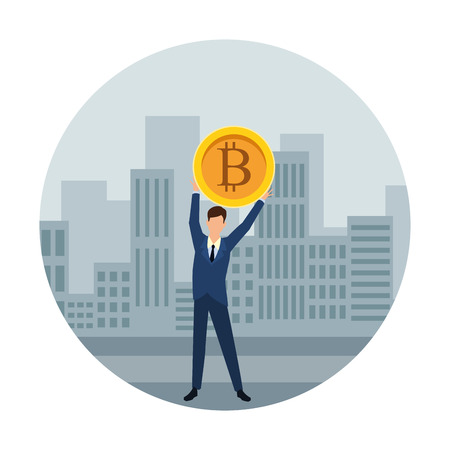 over cityscape scenery frame round icon vector illustration graphic designのイラスト素材