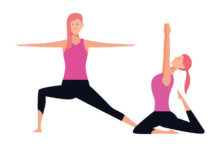 women yoga poses avatar cartoon character vector illustration graphic designのイラスト素材