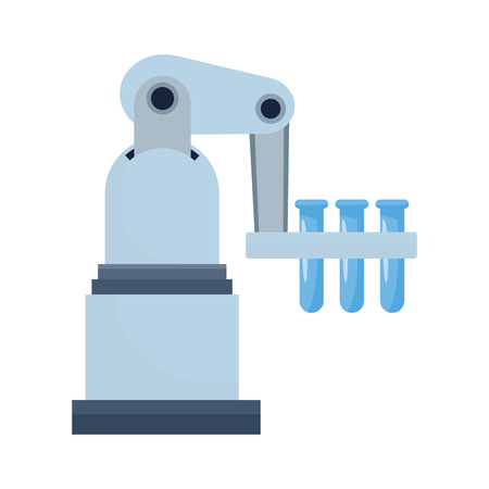 robotic arm with test tubes cartoon icon vector illustration graphic designのイラスト素材