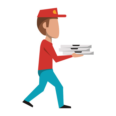 Pizza guy with delivery on hands vector illustration graphic designのイラスト素材