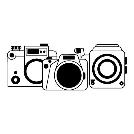 vintage cameras set cartoons vector illustration graphic designのイラスト素材