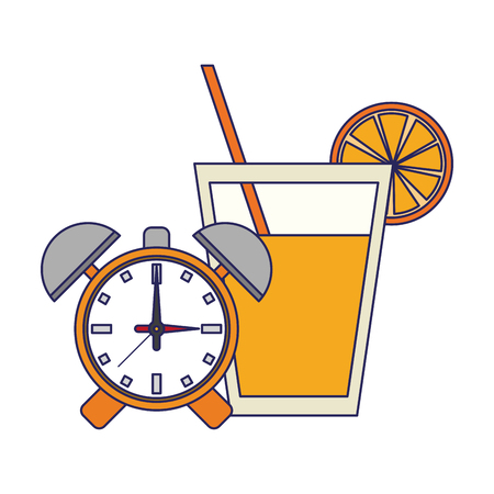 Detox fitness smoothie with alarm clock vector illustration graphic designのイラスト素材